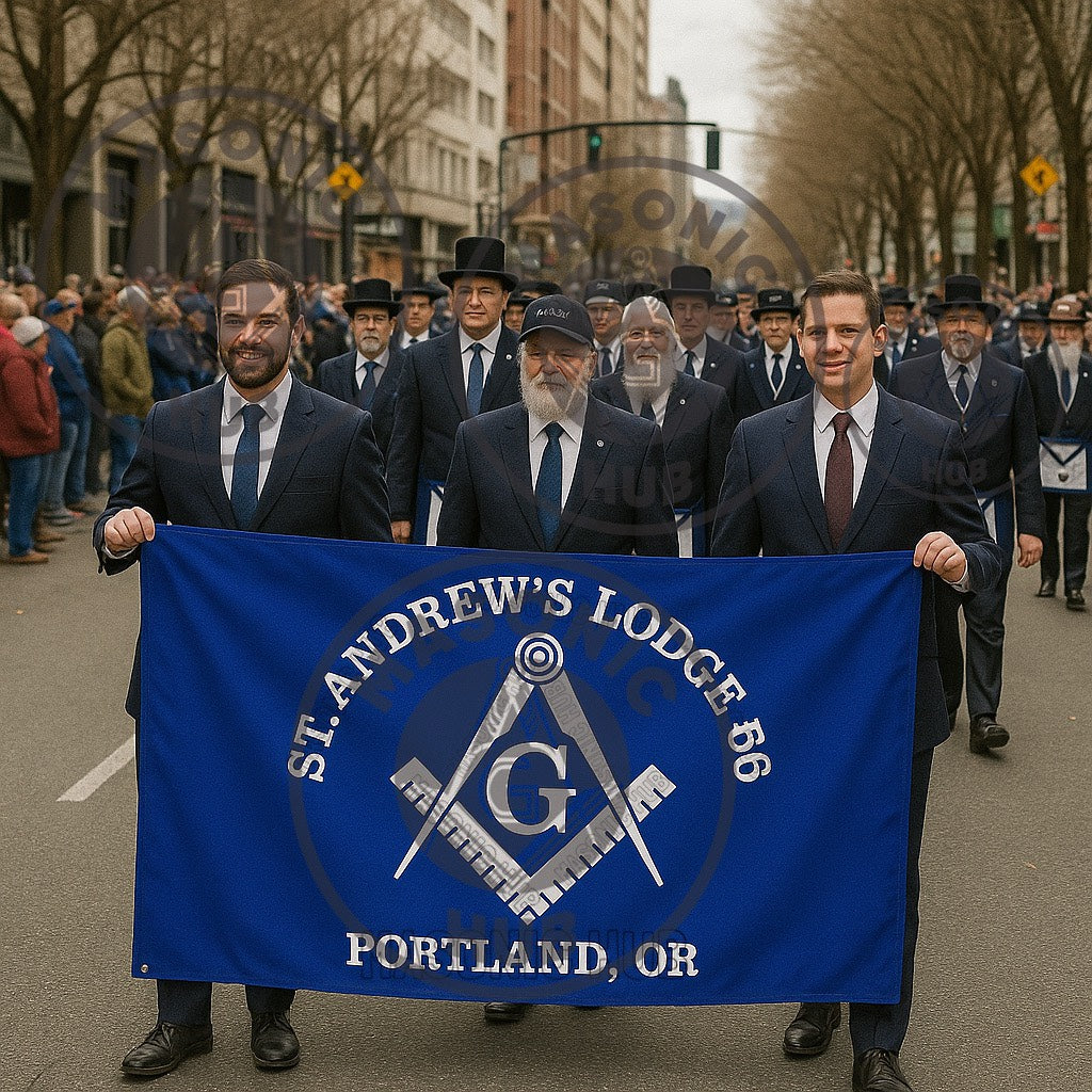 Freemason Custom Banner – Square & Compass Lodge Flag with Name - Location