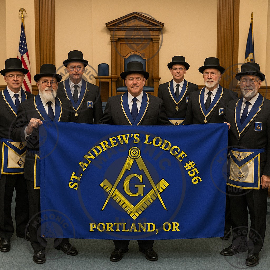 Freemason Custom Banner – Square & Compass Lodge Flag with Name - Location Masonic Hub