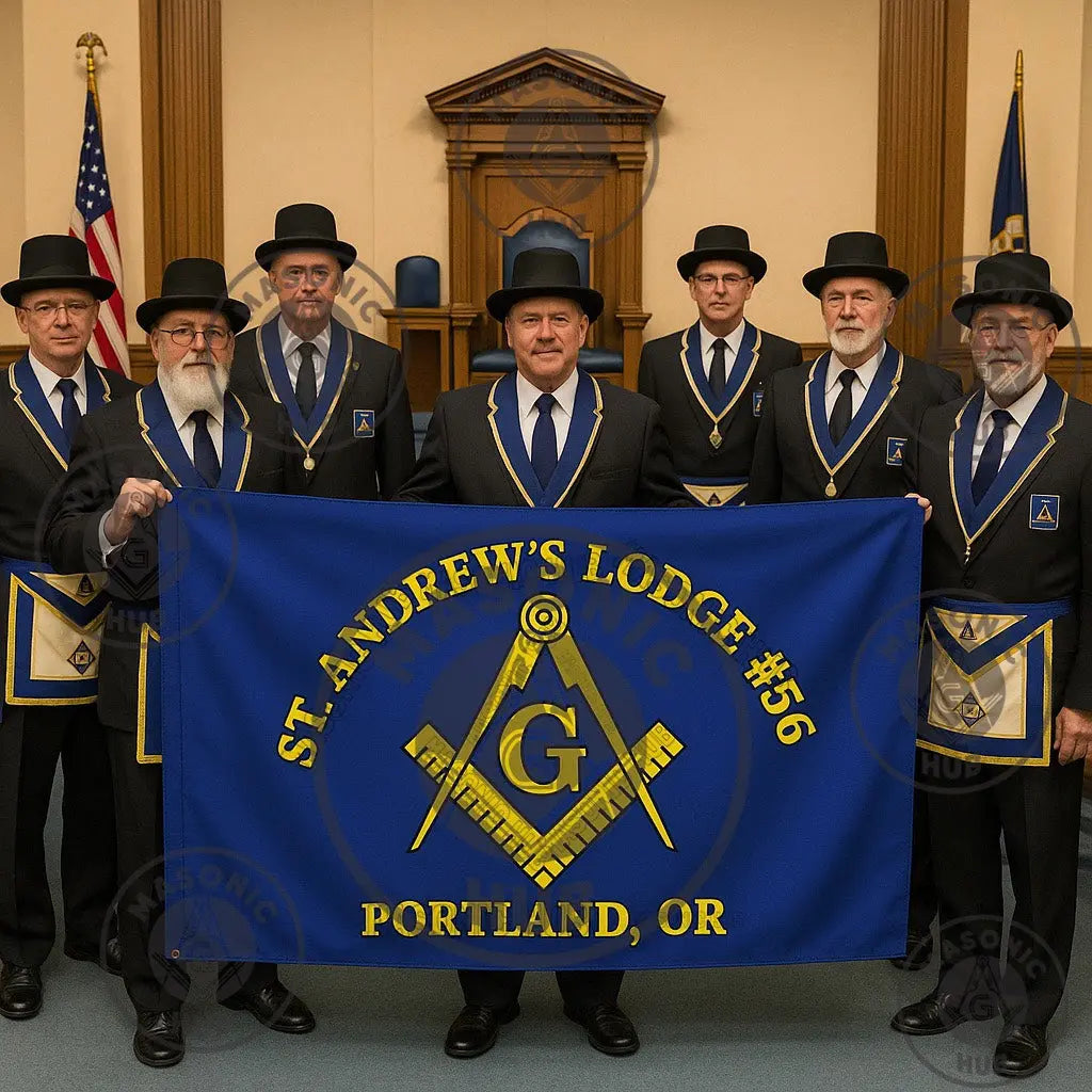 Freemason Custom Banner – Square & Compass Lodge Flag with Name - Location Masonic Hub