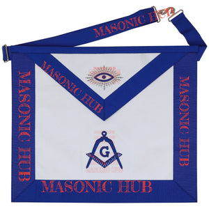 Master Mason Apron with Sequined All-Seeing Eye Emblem – Blue & White Masonic My Store