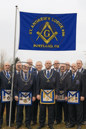 Freemason Custom Banner – Square & Compass Lodge Flag with Name - Location Masonic Hub