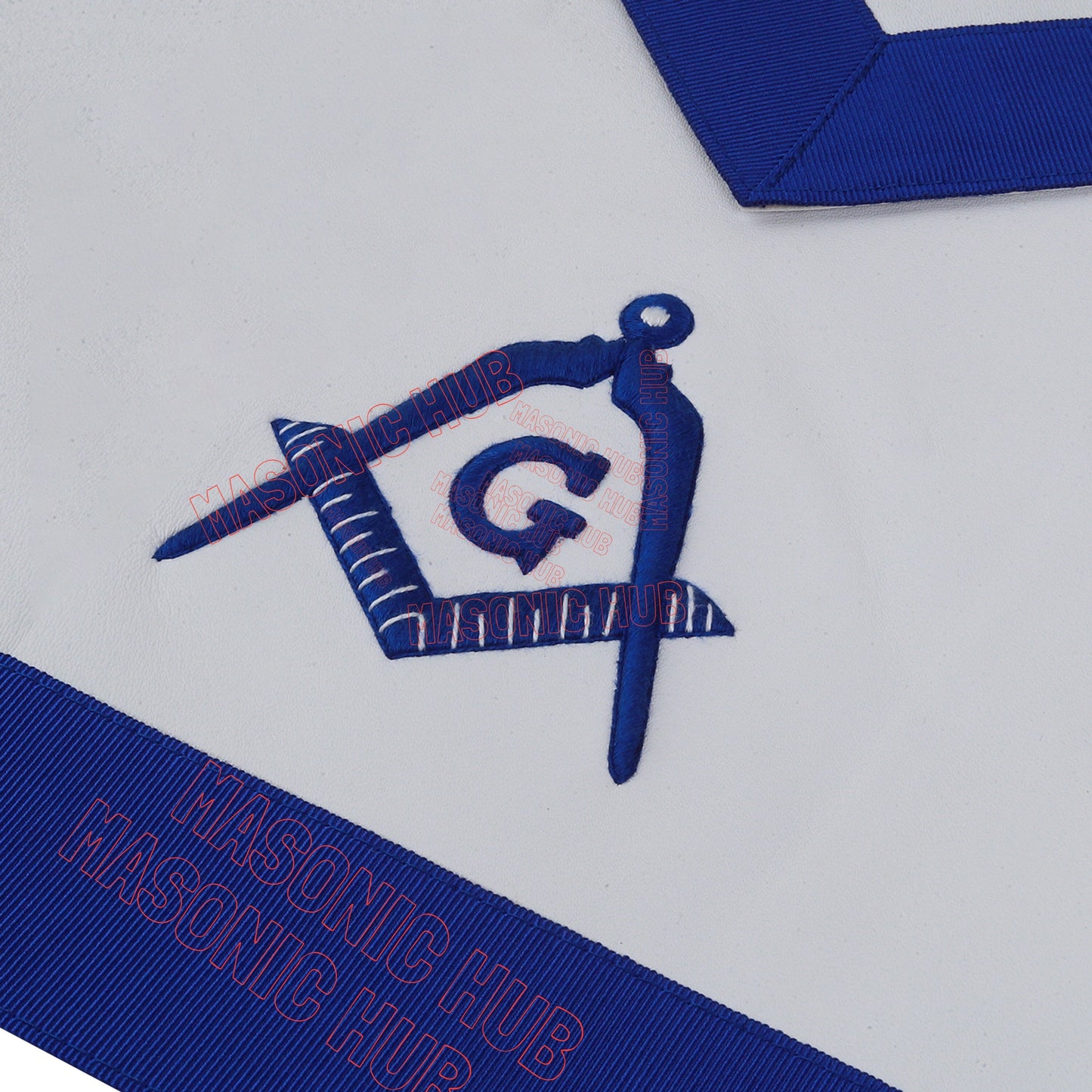 Master Mason Apron with Sequined All-Seeing Eye Emblem – Blue & White Masonic