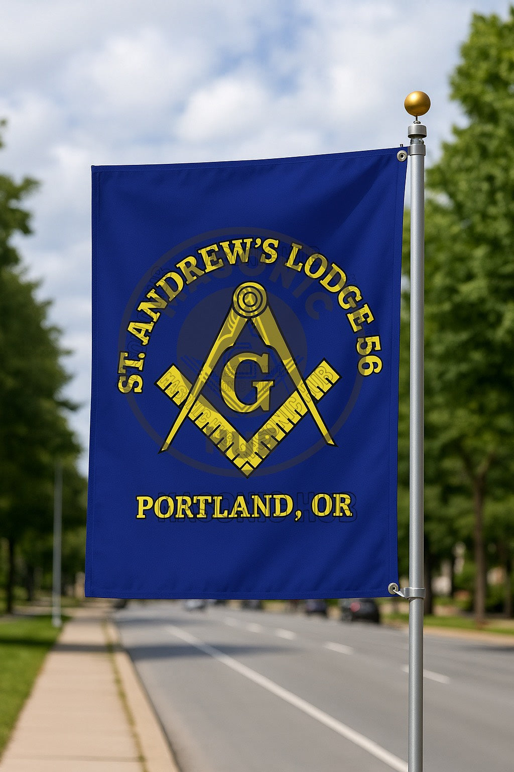 Freemason Custom Banner – Square & Compass Lodge Flag with Name - Location