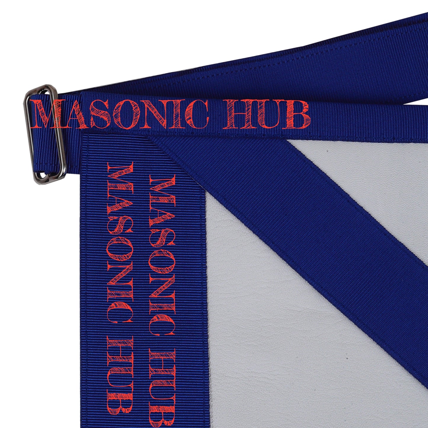 Master Mason Apron with Sequined All-Seeing Eye Emblem – Blue & White Masonic
