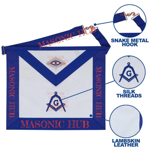 Master Mason Apron with Sequined All-Seeing Eye Emblem – Blue & White Masonic My Store