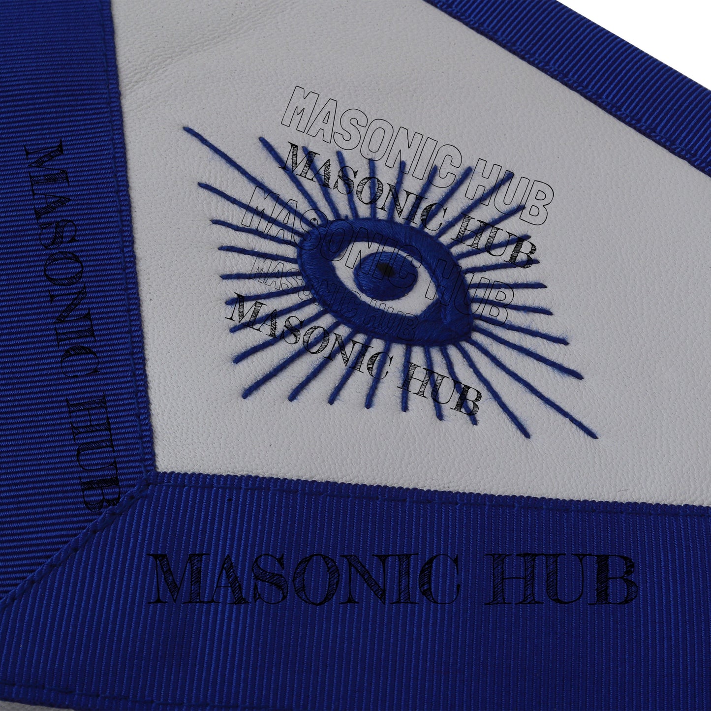 Masonic Master Mason Lambskin Apron with G Logo, Radiant Sunburst, and Laurel Wreath