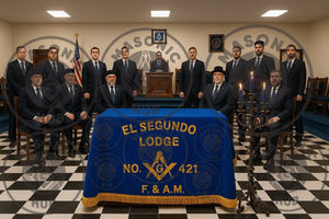 Custom Personalized Masonic Altar Cover – Blue Velvet with Embroidered Square Compass F. & A.M. Gold Fringe(For your any Customize Banner Please Contact us) Masonic Hub