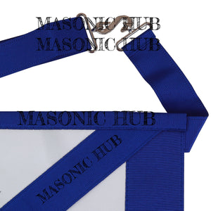 Master Mason Lambskin Apron with All-Seeing Eye Emblem – Blue & White Masonic My Store