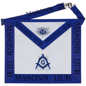Master Mason Lambskin Apron with All-Seeing Eye Emblem – Blue & White Masonic My Store