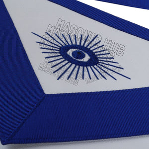 Master Mason Lambskin Apron with All-Seeing Eye Emblem – Blue & White Masonic My Store