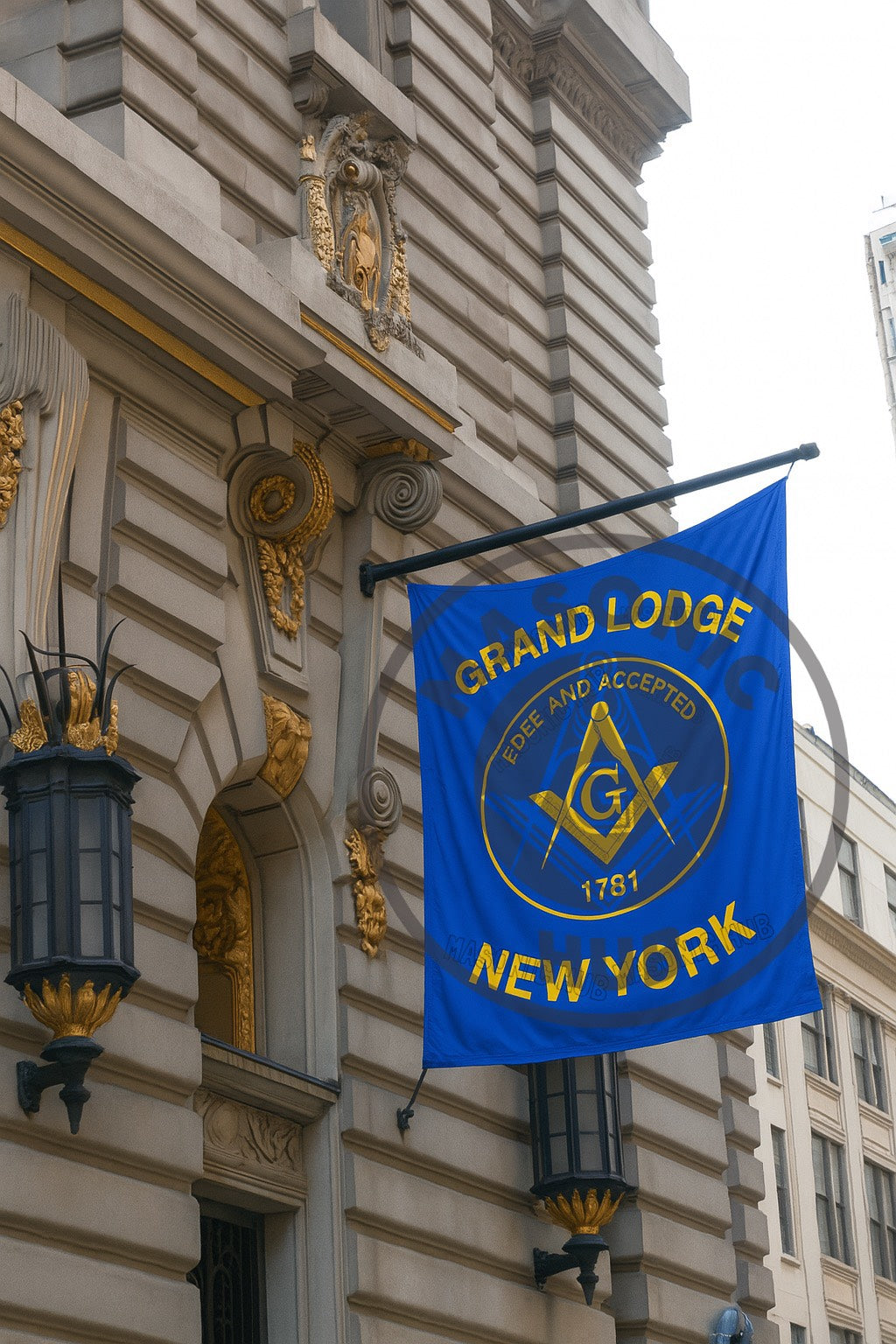 Custom GRAND LODGE Masonic Banner – Personalized Printing -Style Flag | Add Your Lodge Name, Number & Year