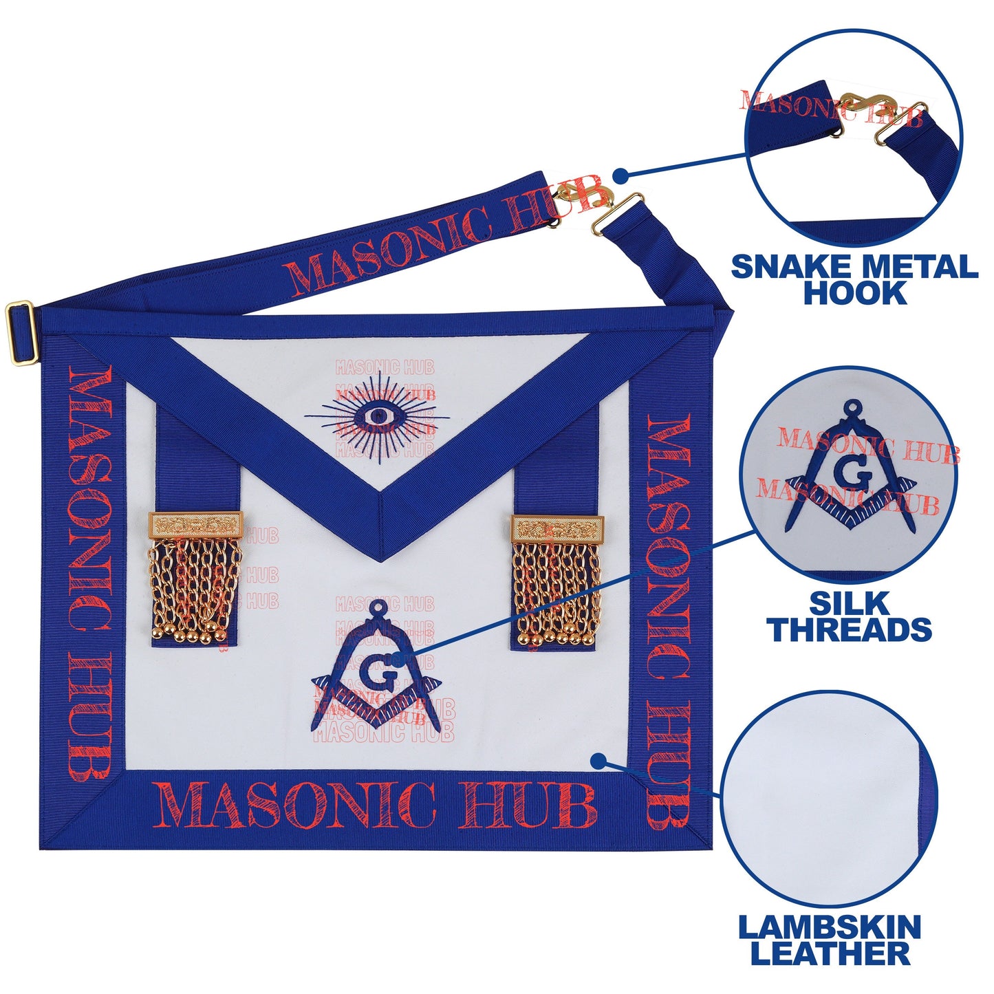 Masonic Regalia Master Mason Lambskin Apron with All-Seeing Eye Emblem