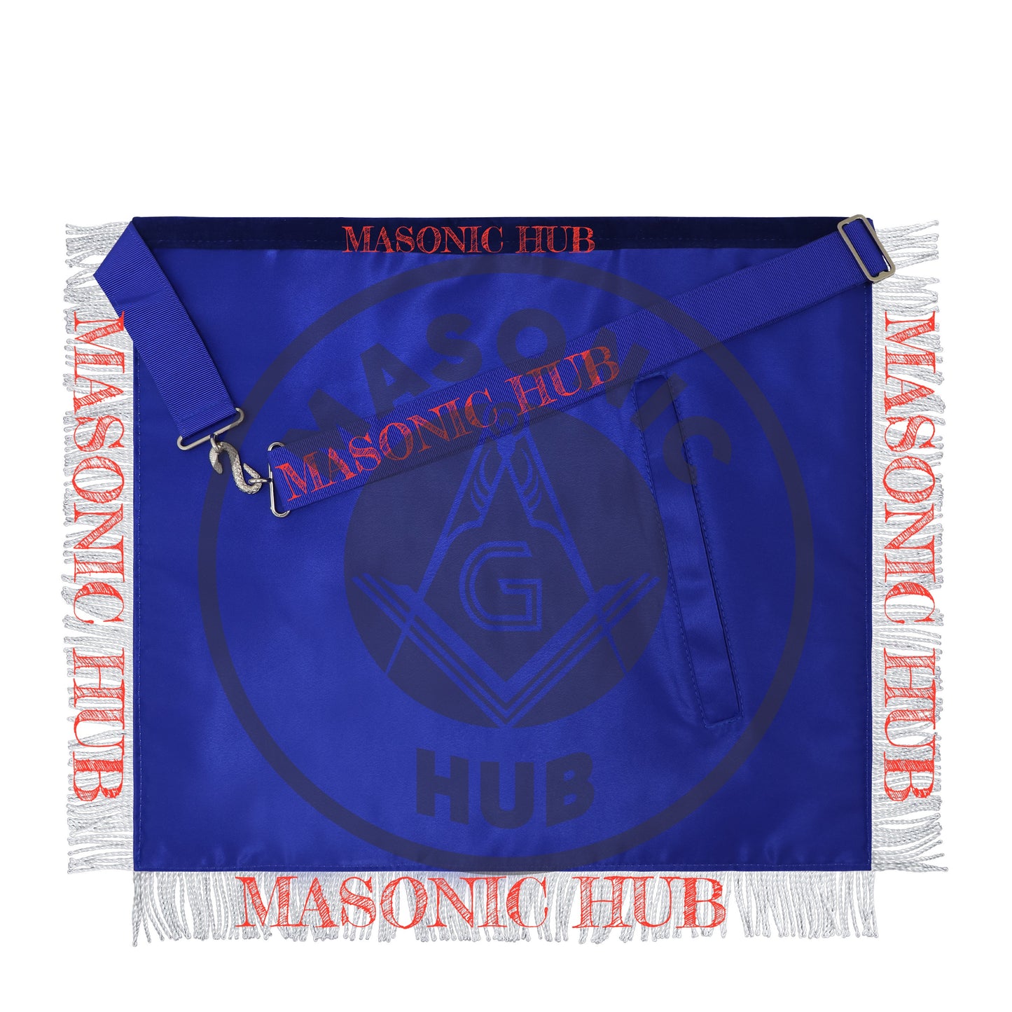 Freemason Royal Blue Velvet Masonic Past Master Apron with Silver Bullion Embroidery
