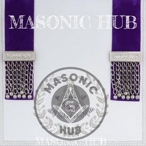 Royal Purple Masonic Past Master Apron with Silver Bullion Embroidery All-Seeing Eye Motif – Velvet Trim & Fringe Masonic Hub