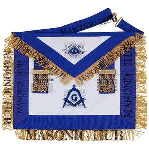 Masonic Master Mason Lambskin Apron with All-Seeing Eye Emblem Gold Mylar Fringe My Store