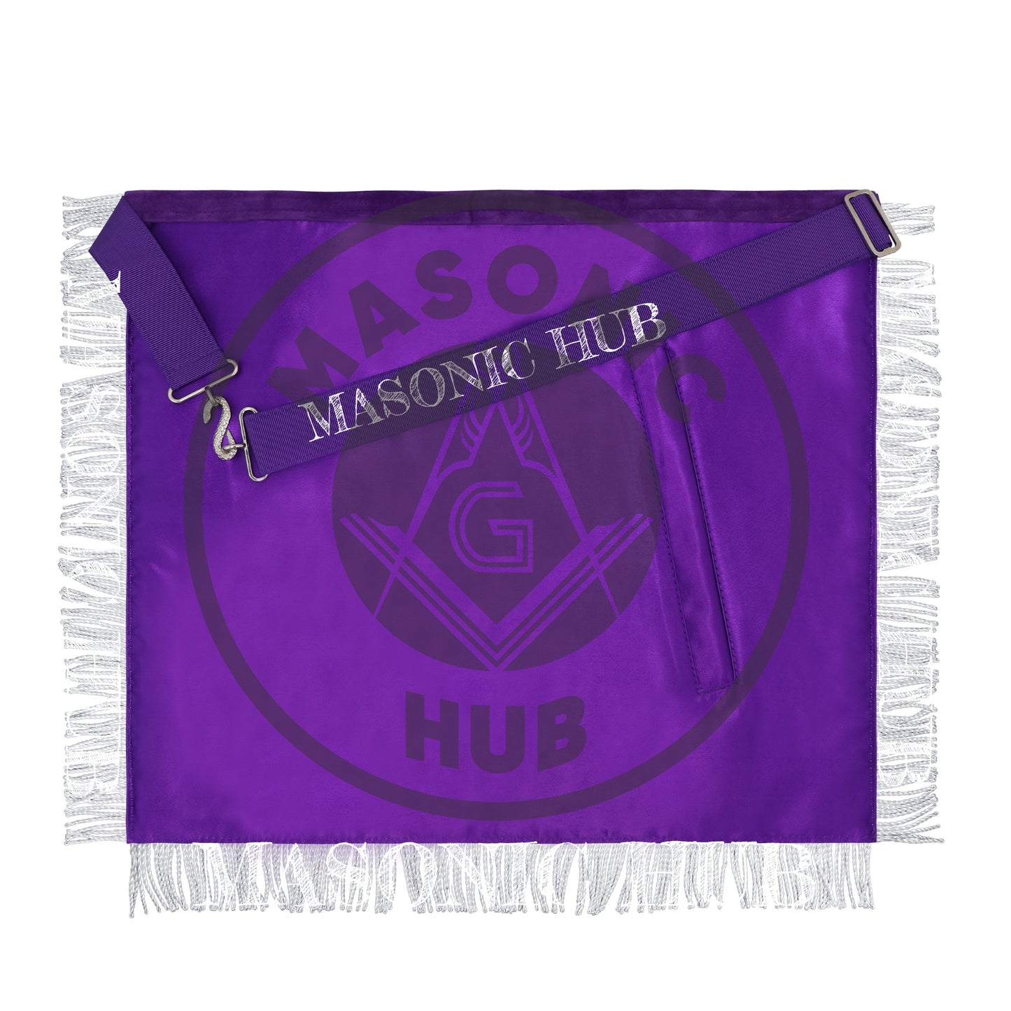 Royal Purple Masonic Past Master Apron with Silver Bullion Embroidery All-Seeing Eye Motif – Velvet Trim & Fringe