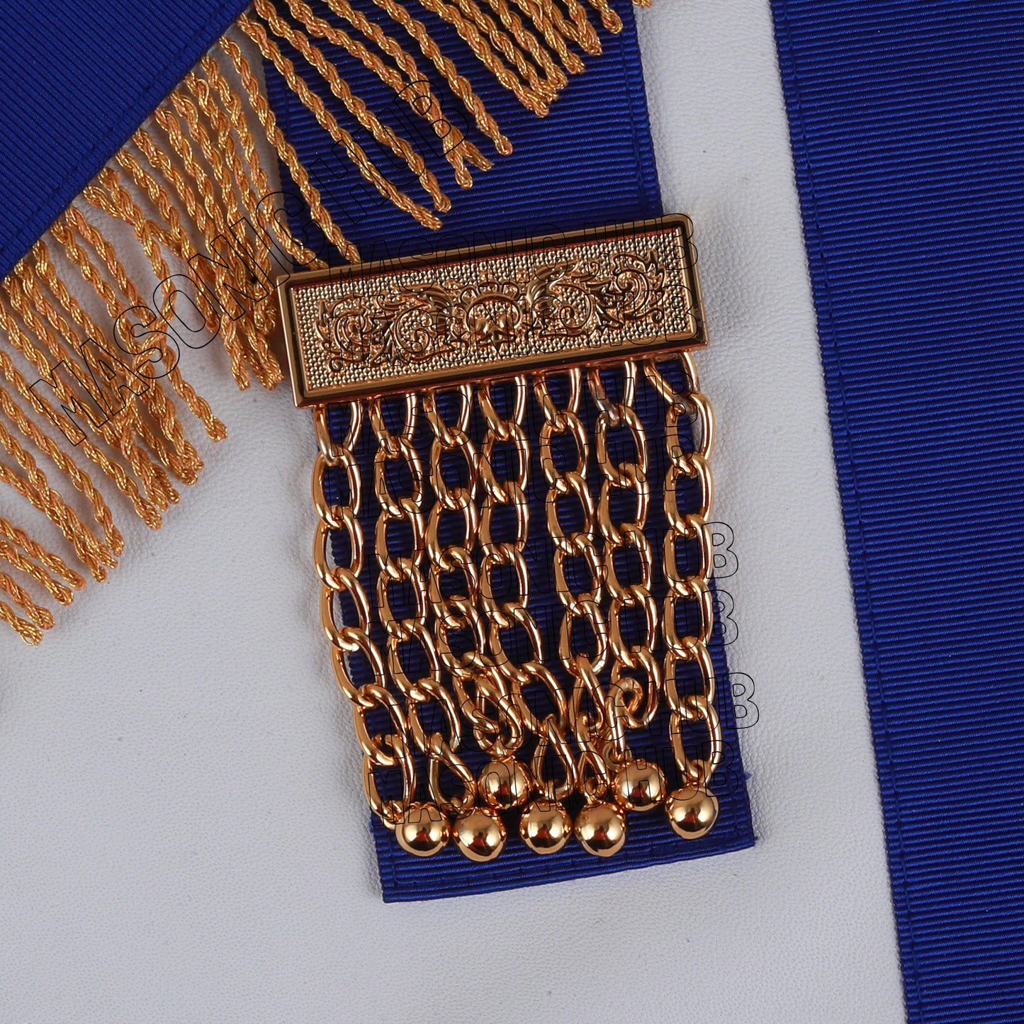 Masonic Master Mason Lambskin Apron with All-Seeing Eye Emblem Gold Mylar Fringe