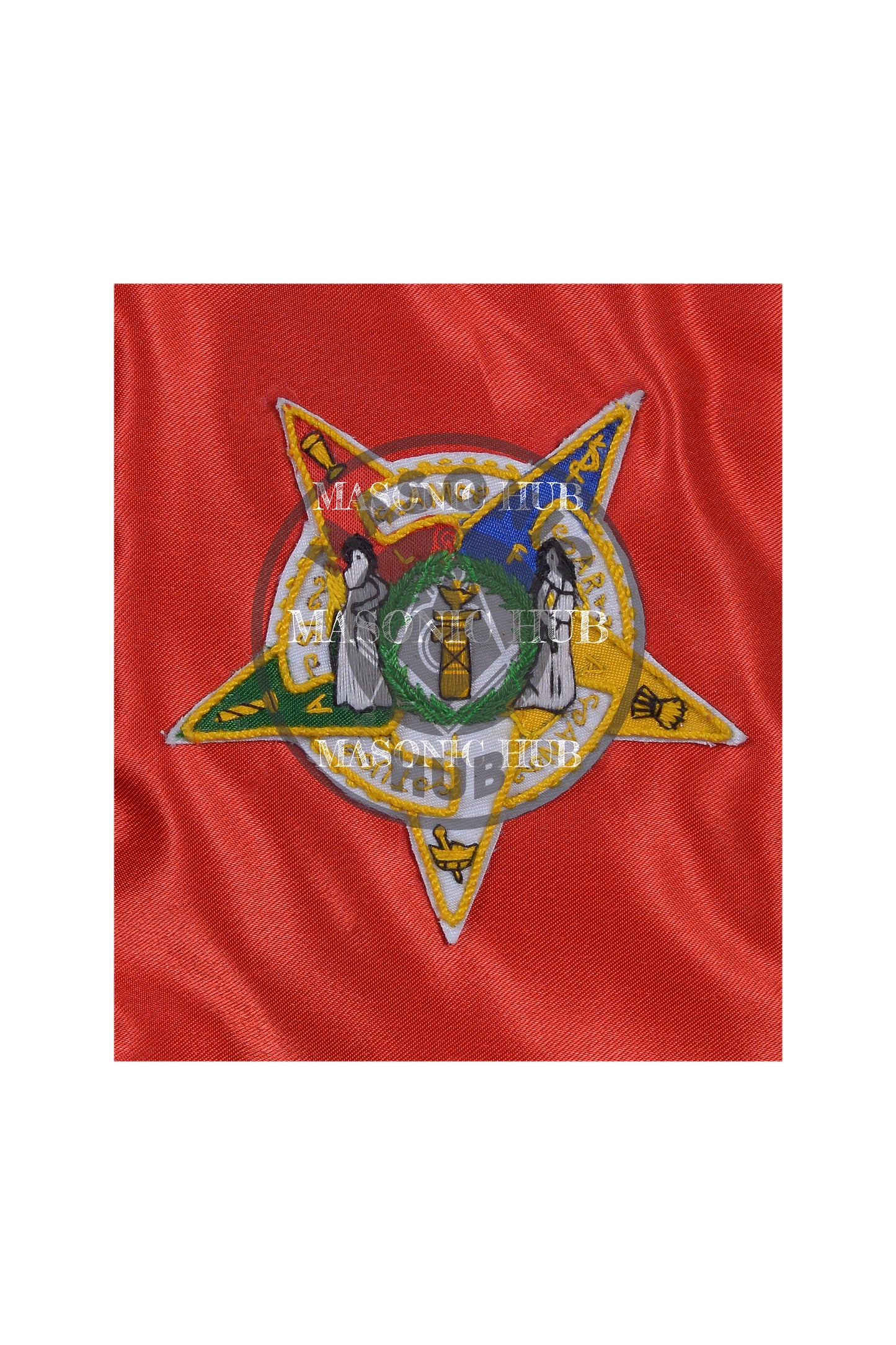 Reversible OES Sash with Hand-Embroidered Logo – Double-Sided Design with Amaranth Emblem & Gold Fringe Tassel