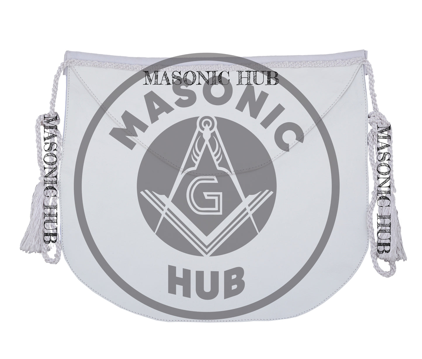 Masonic Candidate Rounded Apron – Lambskin Leather with White Tassels Entered