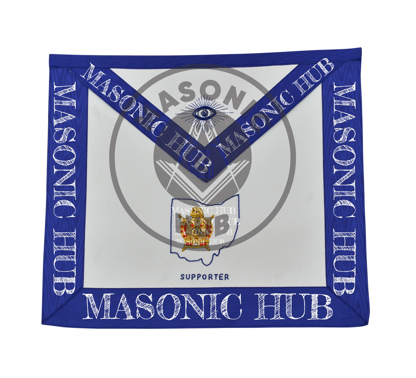 Custom DeMolay Masonic Apron – Hand-Embroidered on 100% Lambskin with State Outline & All-Seeing Eye
