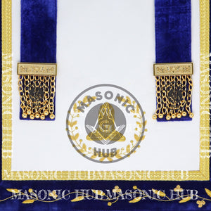 Masonic Grand Lodge Senior Warden Regalia Set – Hand Embroidered Lambskin Apron, Collar, Jewel & Cuffs – Gold Bullion Finish Masonic Hub