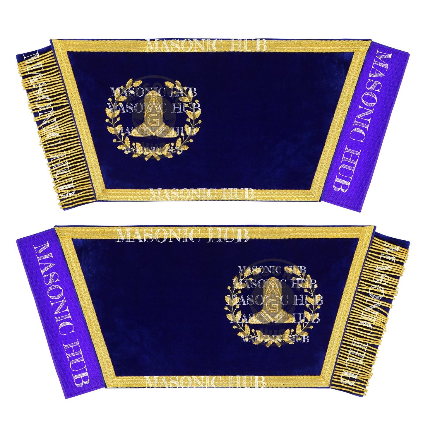Masonic Grand Lodge Senior Warden Regalia Set – Hand Embroidered Lambskin Apron, Collar, Jewel & Cuffs – Gold Bullion Finish