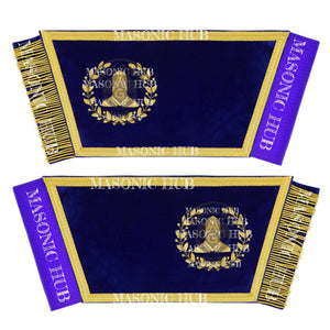 Masonic Grand Lodge Senior Warden Regalia Set – Hand Embroidered Lambskin Apron, Collar, Jewel & Cuffs – Gold Bullion Finish Masonic Hub