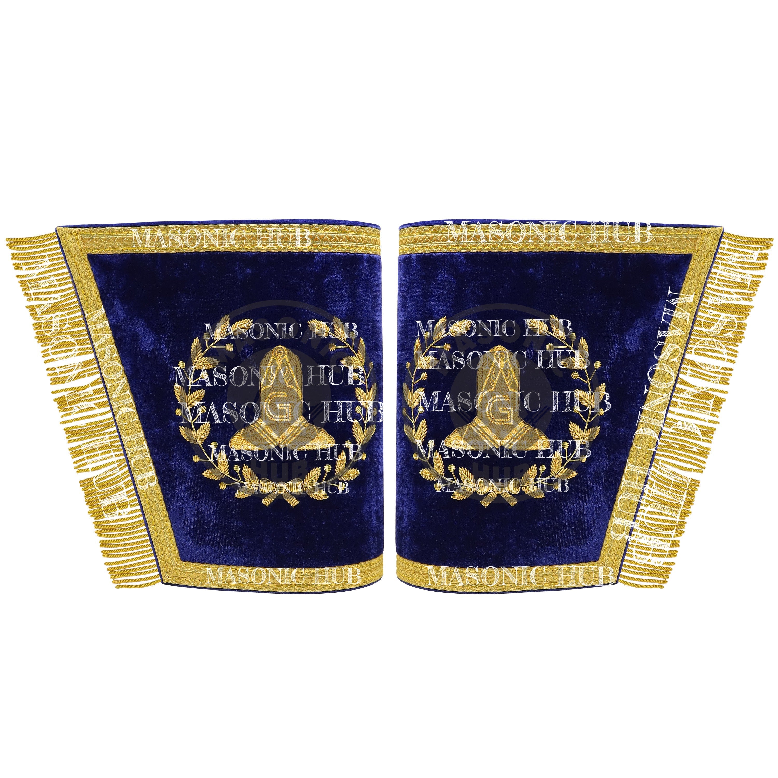 Masonic Grand Lodge Senior Warden Cuffs Set – Hand Embroidered Gold Bullion Masonic Hub
