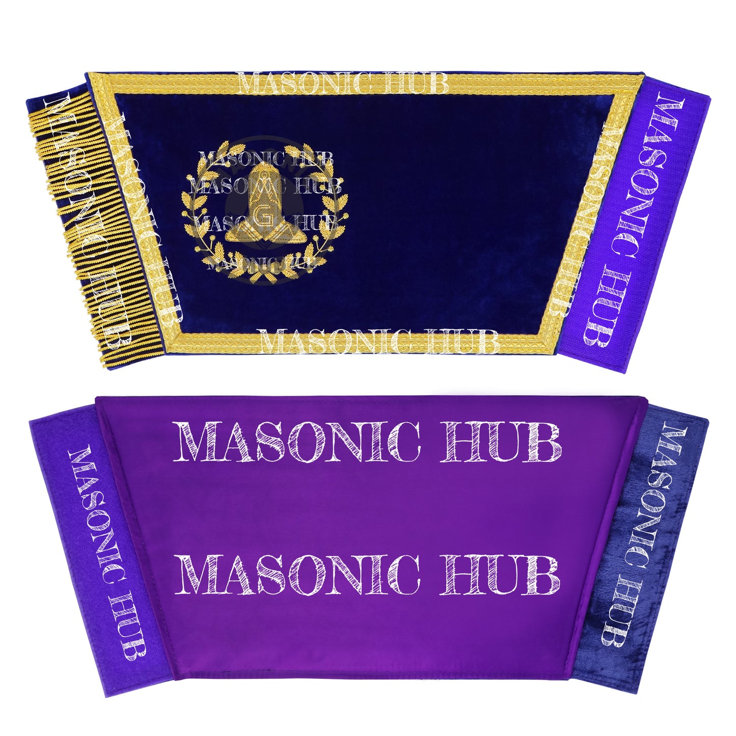 Masonic Grand Lodge Senior Warden Cuffs Set – Hand Embroidered Gold Bullion