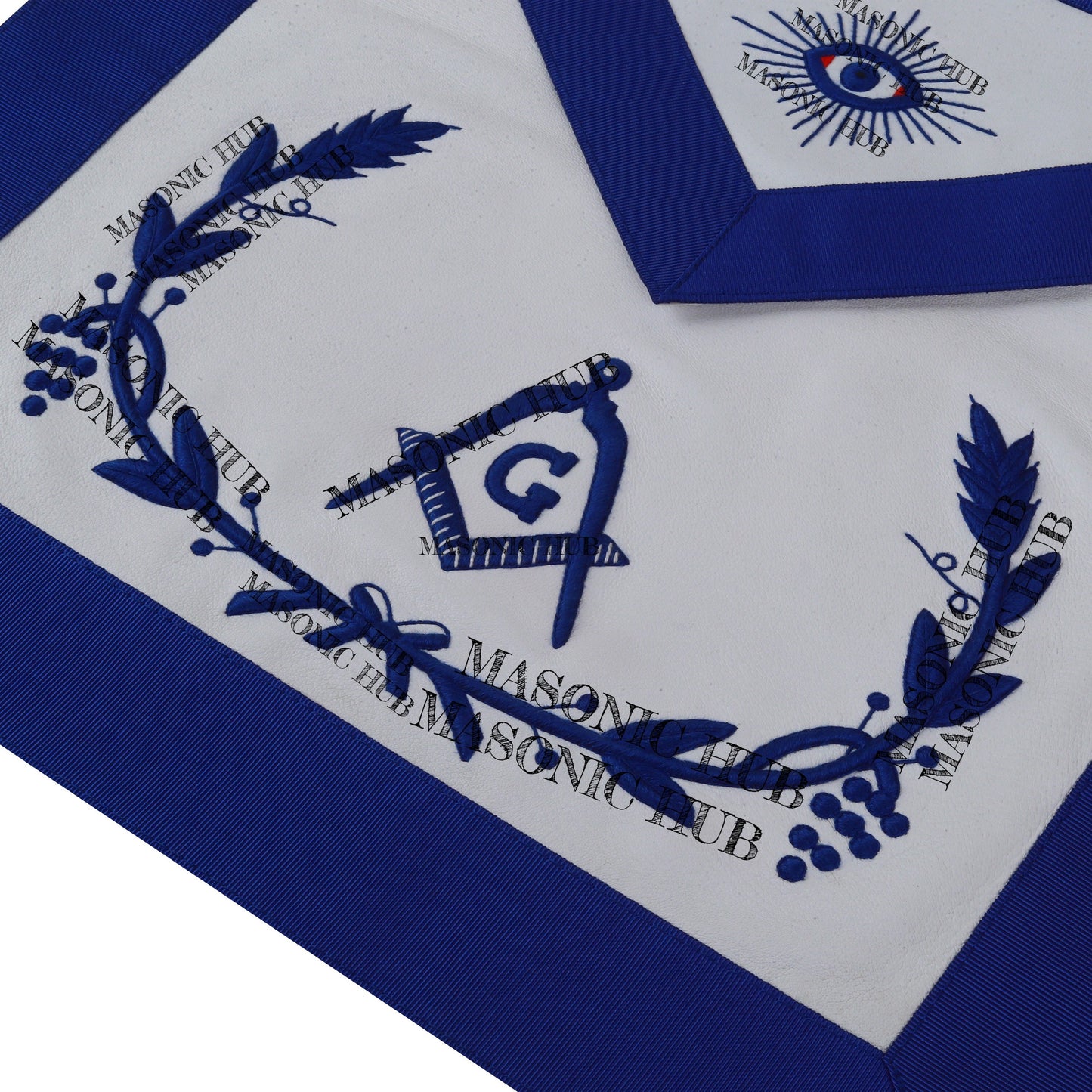 Masonic Master Mason Apron Lambskin Blue Silk Wreath & Grapes Freemason Regalia