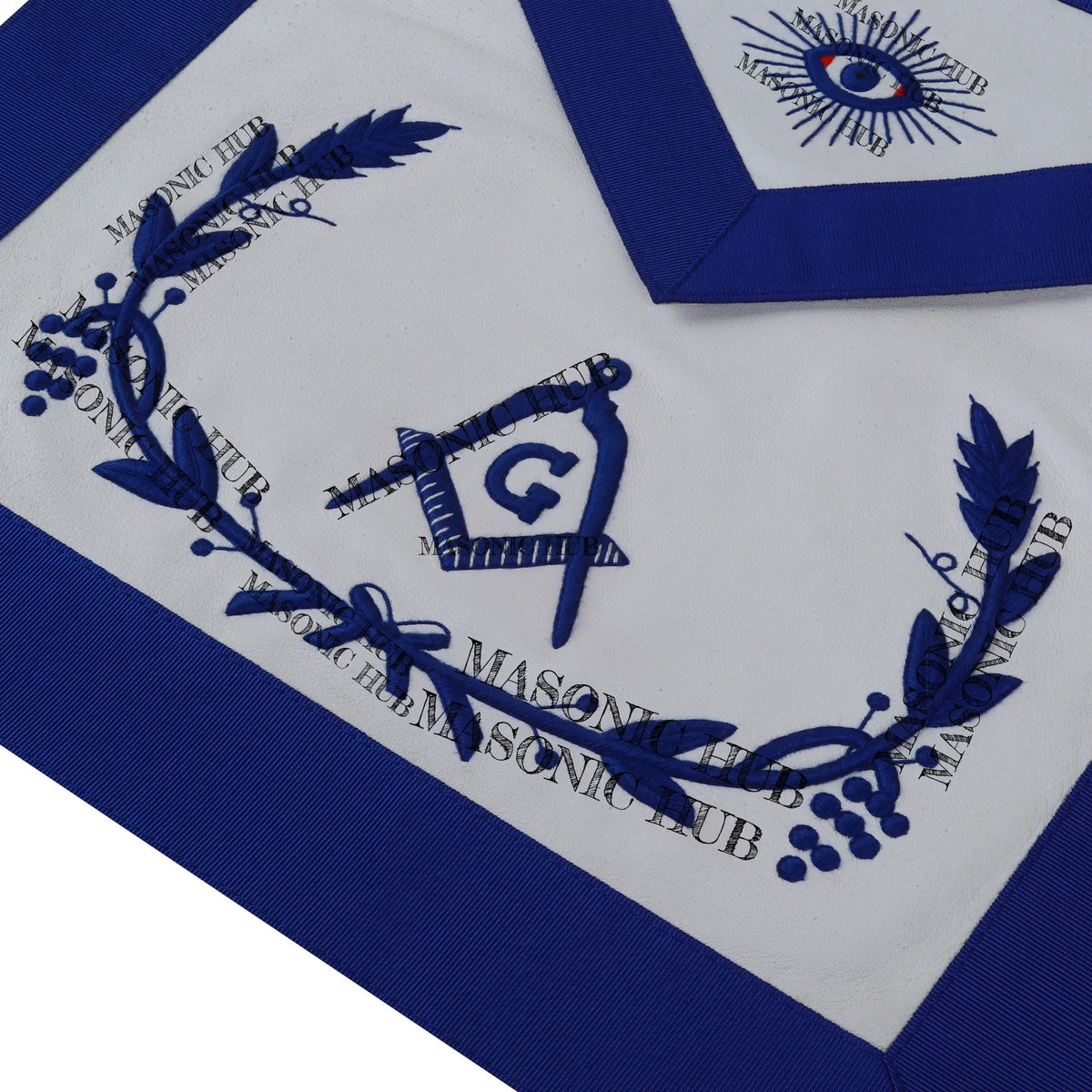 Masonic Master Mason Apron Lambskin Blue Silk Wreath & Grapes Freemason Regalia My Store