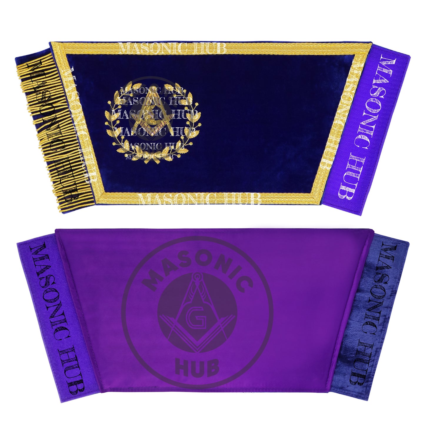 Masonic Grand Lodge Junior Deacon Cuffs Set – Hand Embroidered Gold Bullion