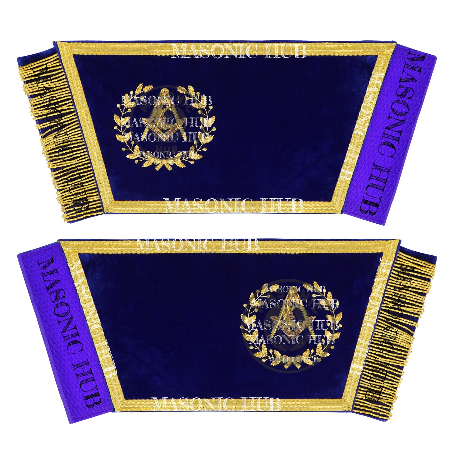 Masonic Grand Lodge Junior Deacon Cuffs Set – Hand Embroidered Gold Bullion