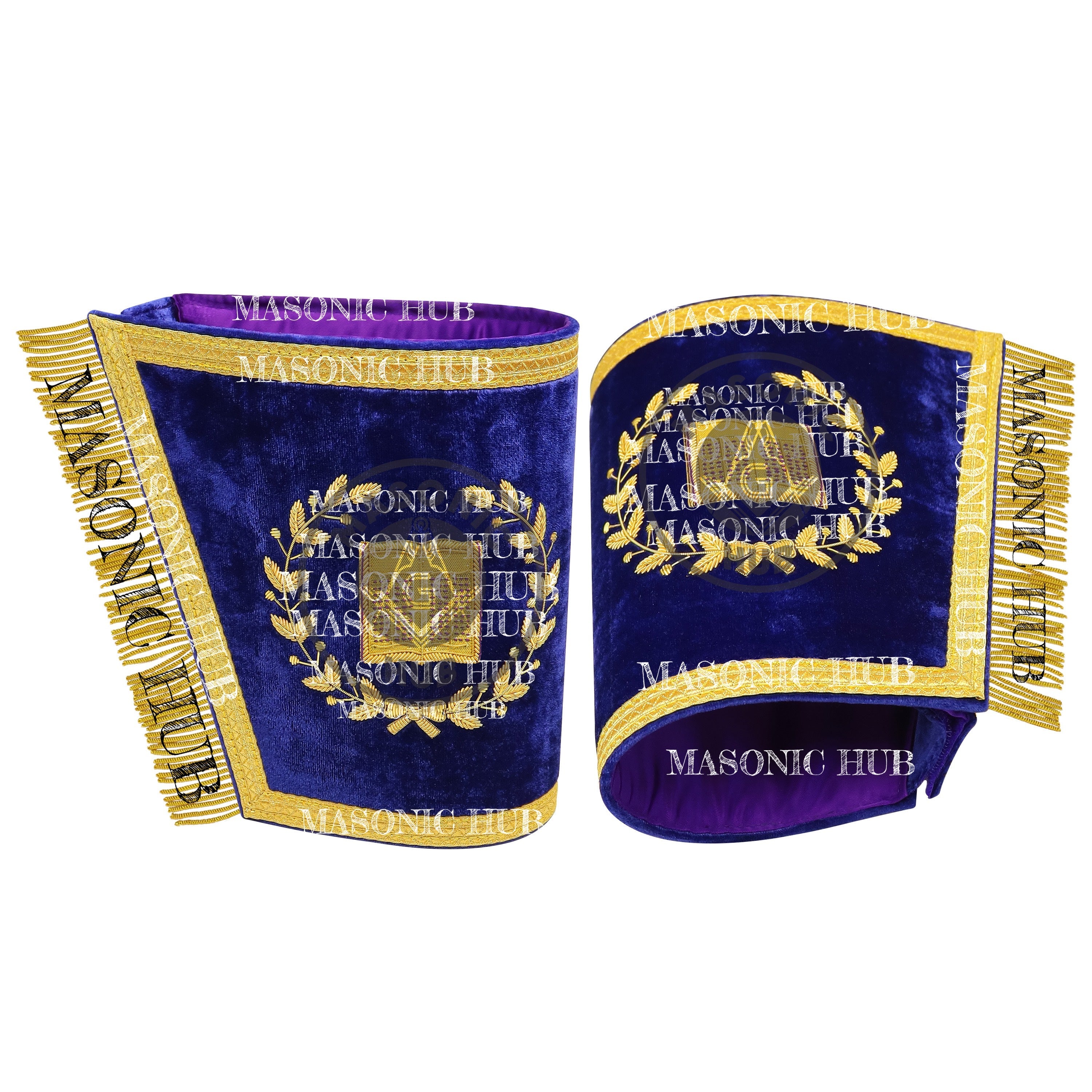 Masonic Grand Lodge Lecturer Cuffs Set – Hand Embroidered Gold Bullion Masonic Hub