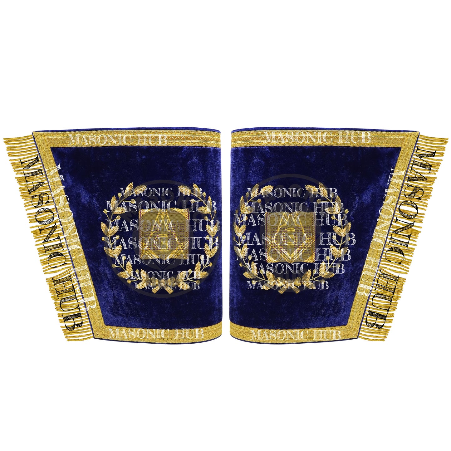 Masonic Grand Lodge Lecturer Cuffs Set – Hand Embroidered Gold Bullion