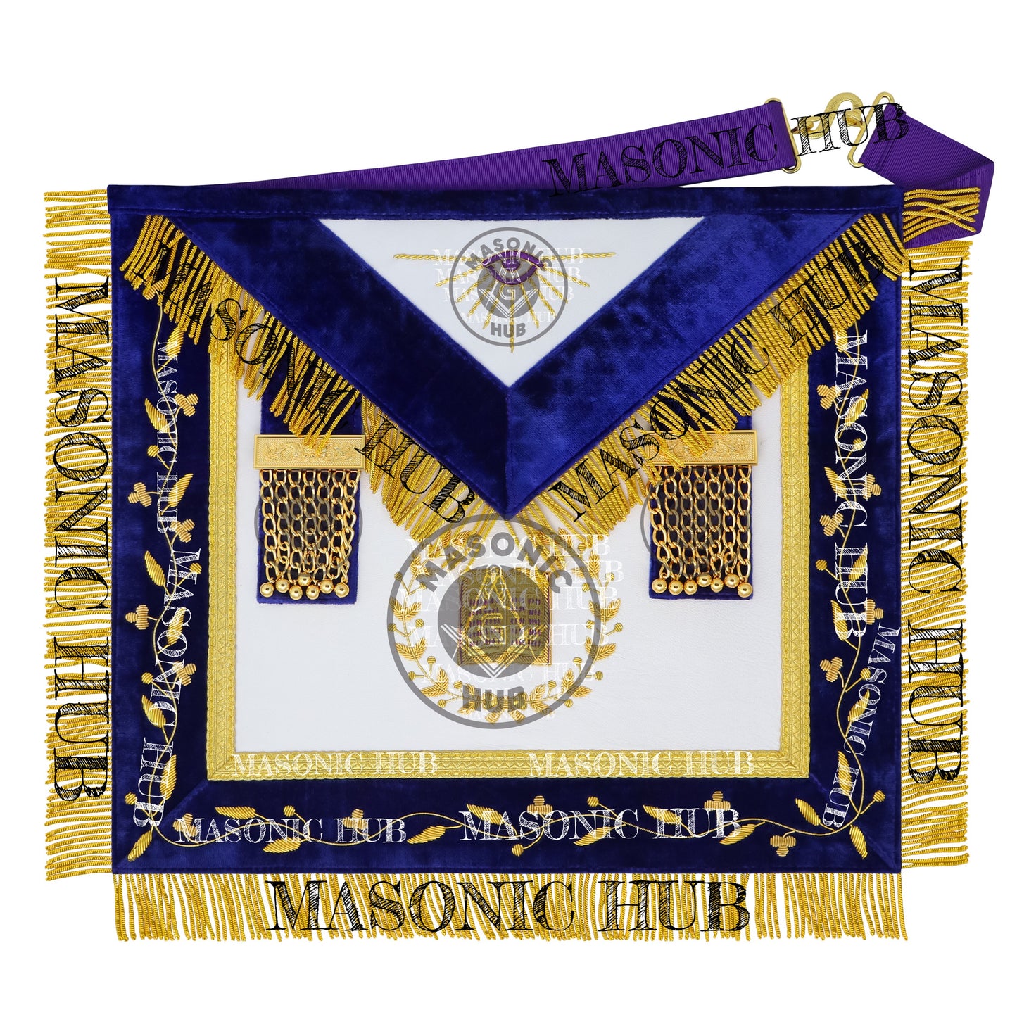 Masonic Grand Lodge Lecturer Regalia Set – Hand Embroidered Lambskin Apron