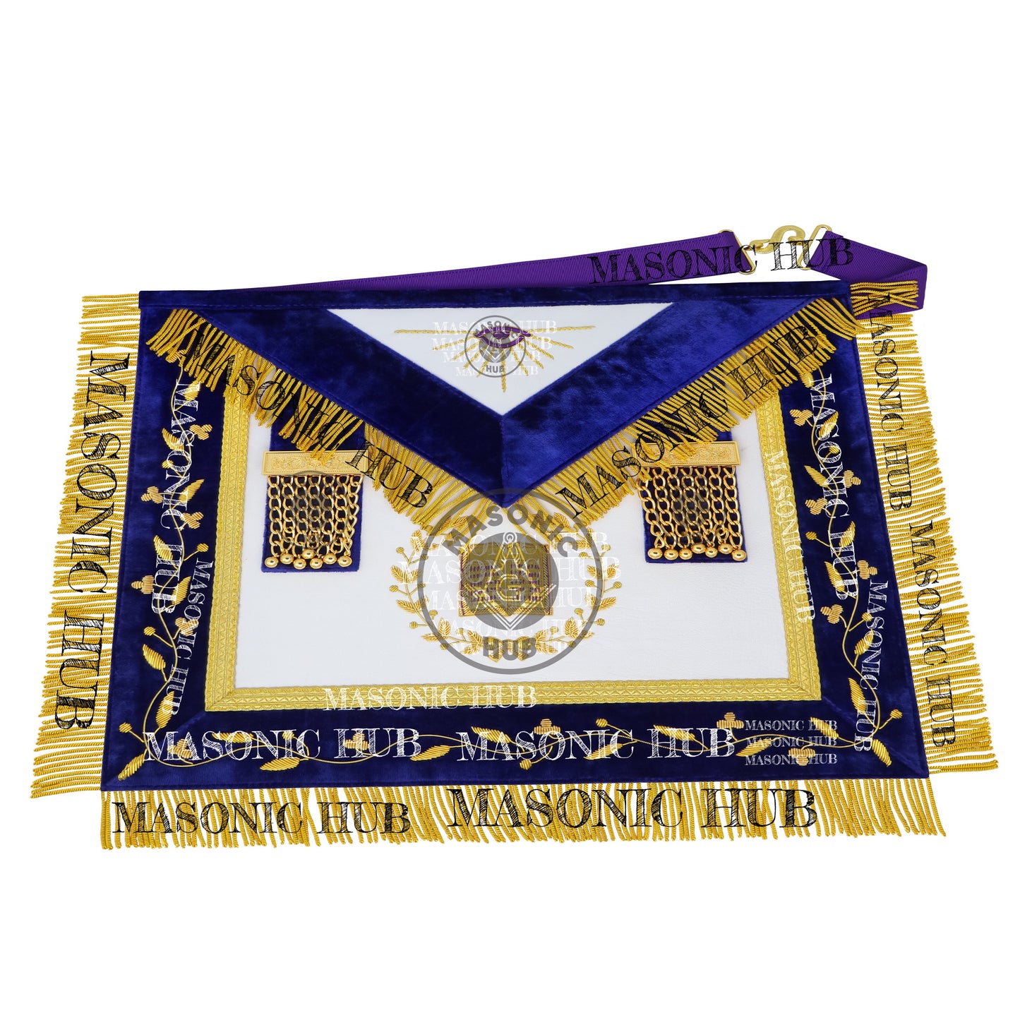 Masonic Grand Lodge Lecturer Regalia Set – Hand Embroidered Lambskin Apron