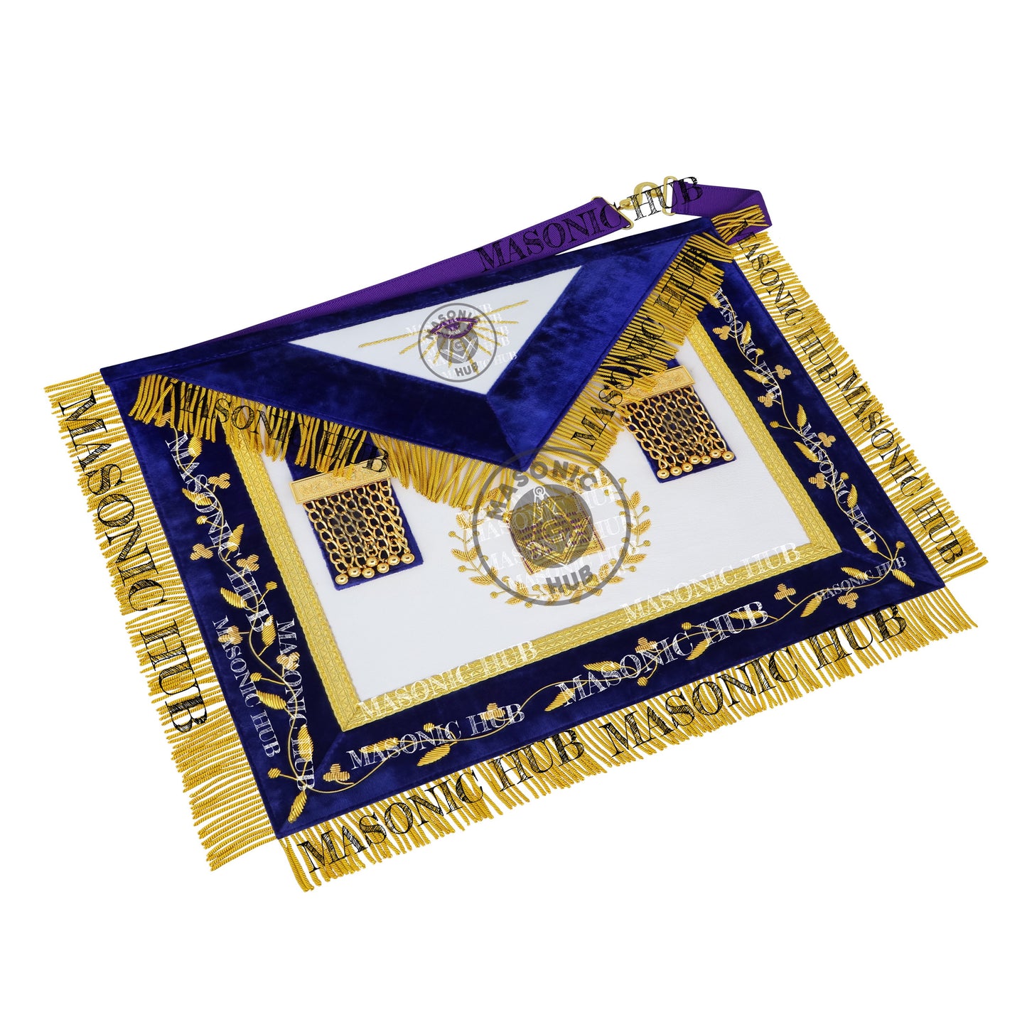 Masonic Grand Lodge Lecturer Regalia Set – Hand Embroidered Lambskin Apron