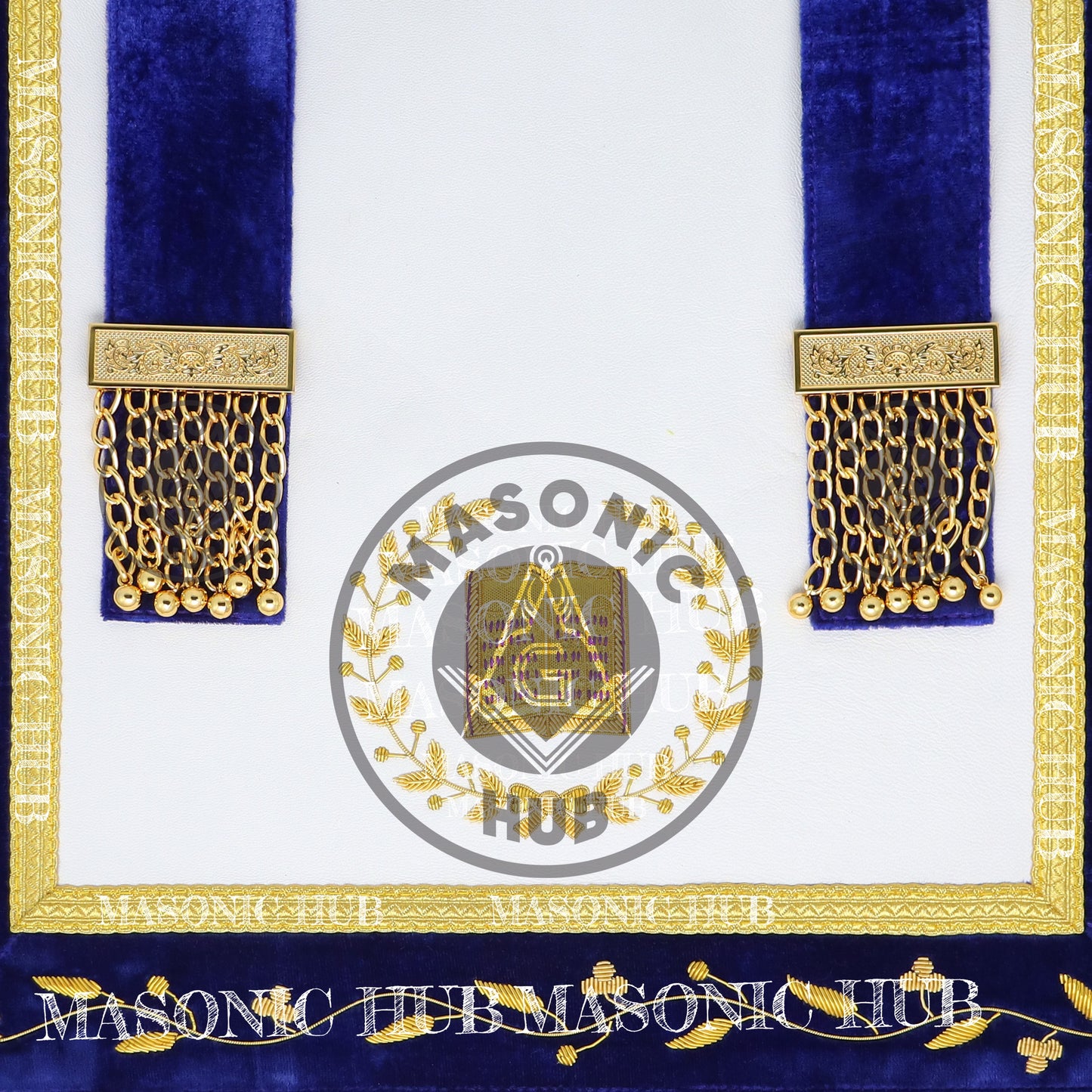 Masonic Grand Lodge Lecturer Regalia Set – Hand Embroidered Lambskin Apron