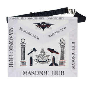 Masonic Past Master Tools Apron - Lambskin & Silk Threads - Hand Embroidered My Store