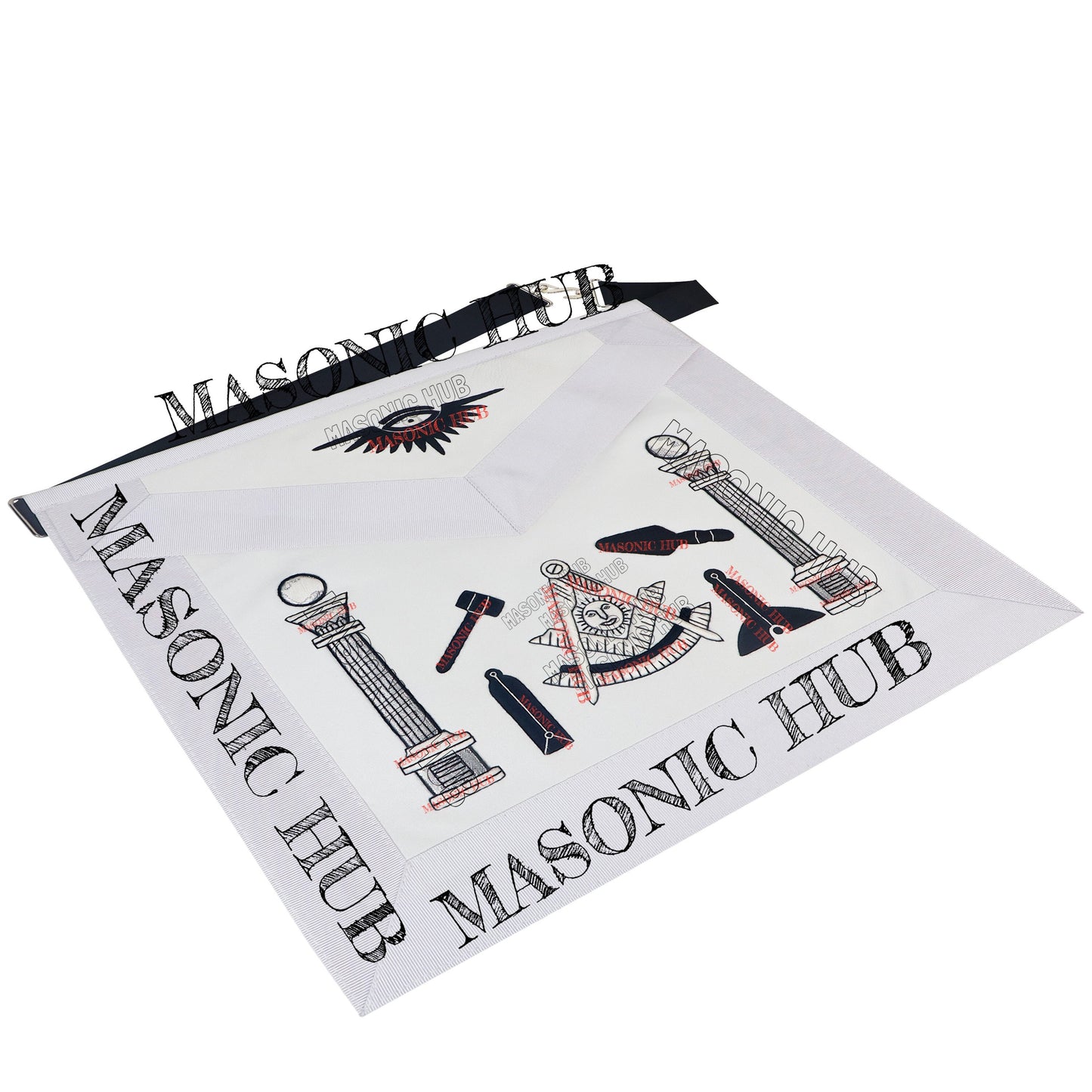 Masonic Past Master Tools Apron - Lambskin & Silk Threads - Hand Embroidered