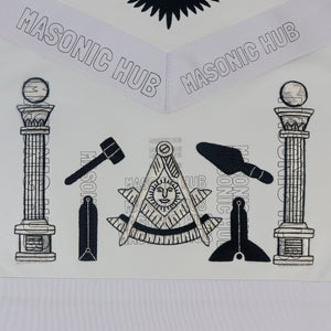 Masonic Past Master Tools Apron - Lambskin & Silk Threads - Hand Embroidered My Store