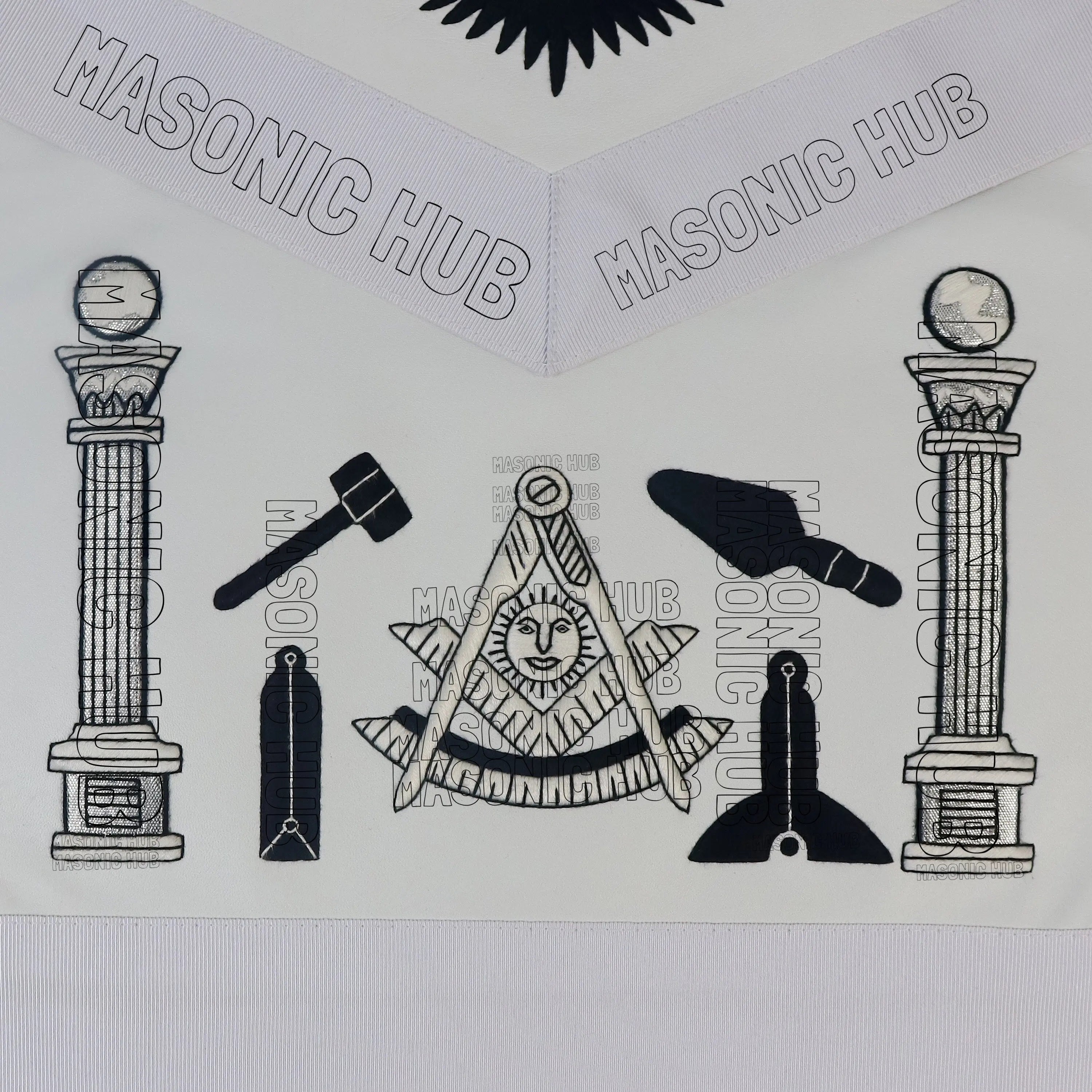 Masonic Past Master Tools Apron - Lambskin & Silk Threads - Hand Embroidered My Store
