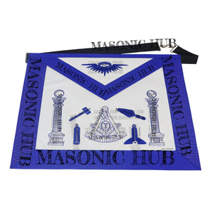 Masonic Past Master Working Tools Apron - Lambskin & Silk Threads - Hand Embroidered My Store