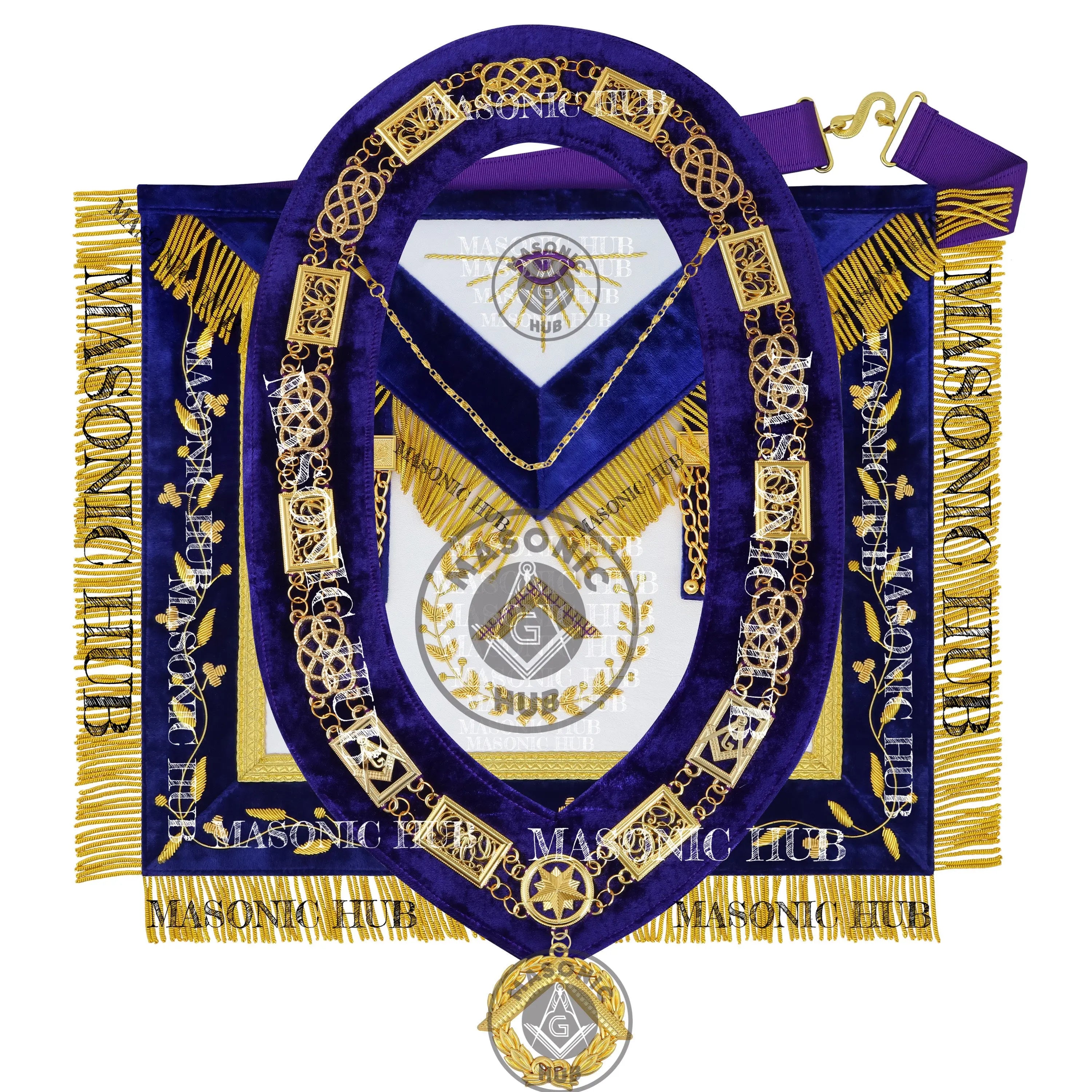 Masonic Grand Lodge Worshipful Master Regalia Set – Hand Made Lambskin Apron Masonic Hub
