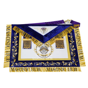 Masonic Grand Lodge Worshipful Master Regalia Set – Hand Made Lambskin Apron Masonic Hub