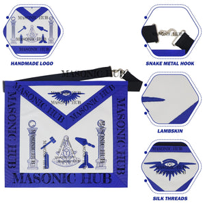 Masonic Past Master Working Tools Apron - Lambskin & Silk Threads - Hand Embroidered My Store