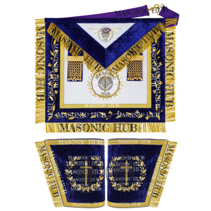 Masonic Grand Lodge Tyler Regalia Set – Hand Embroidered Lambskin Apron Masonic Hub