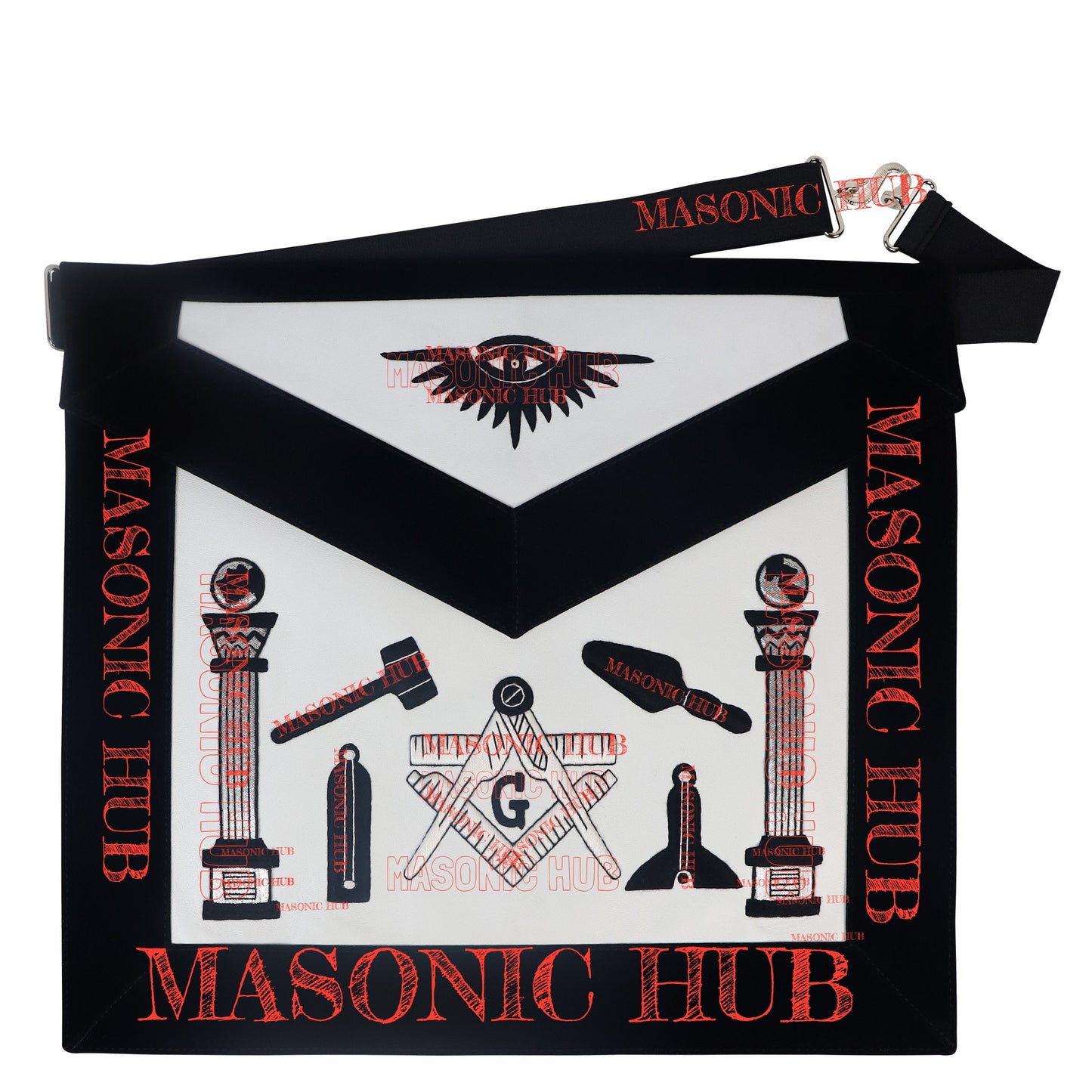 Handmade Masonic Master Mason Apron - Lambskin with Working Tools Embroidery