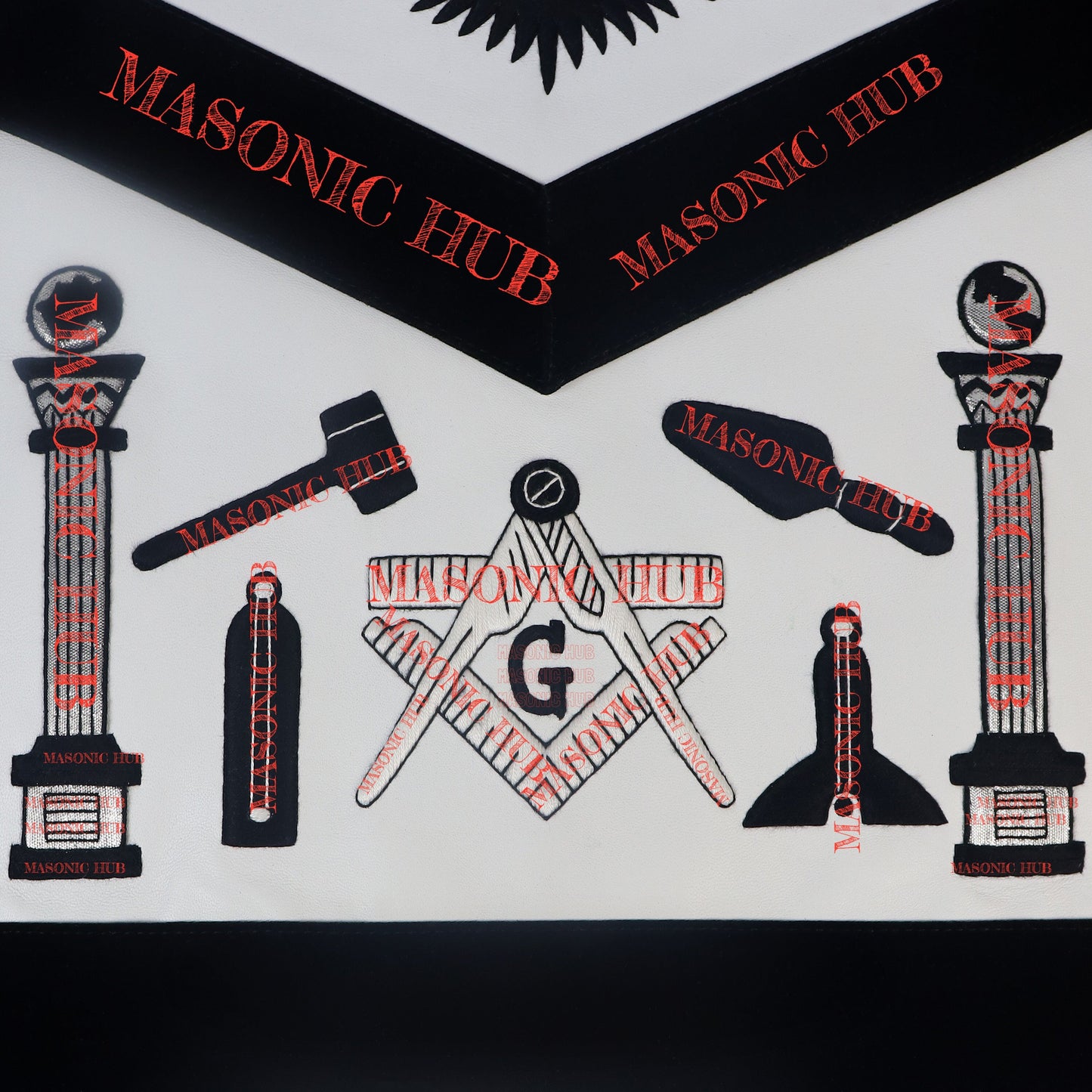 Handmade Masonic Master Mason Apron - Lambskin with Working Tools Embroidery